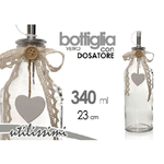 Kaela-bottiglia Con Dosatore Olio / Aceto In Vetro Decoro Cuore 23 Cm 340 Ml 740909 -