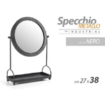 Kaela-specchio Tavolo Metallo Appoggio Porta Oggetti Nero Bagno Trucco 27x38cm 782237 -