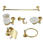 Cleafe-set 6 Pz Accessori Bagno In Oro E Ceramica Con Punti Luce Cristalli In Acrilico -