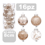 Wisdom-set 16 Palline Natalizie Decorazioni 8 Cm Addobbi Per Albero Di Natale Xc-8553 -