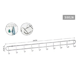 Kaela-appendiabiti A 10 Ganci Posti Attaccapanni A Parete 60x3,5 Cm Bagno Cucina 58026 -