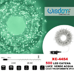 Wisdom-catena Luminosa 500 Luci Led Lucciole Luce Verde Acqua Cavo Trasparente Xc-4454 -