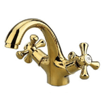 Cleafe-rubinetto Per Bagno Da Lavabo Miscelatore Doppia Manopola In Ottone Oro Lucido -