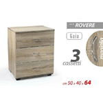 Kaela-mobile Cassettiera Gaia Legno Rovere 3 Cassetti 50x40x64cm Design Moderno 769474 -