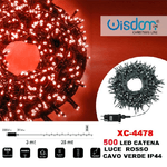 Wisdom-catena Luminosa Luci 500 Led Lucciole Luce Rosso Cavo Verde Ip44 Xc-4478 -