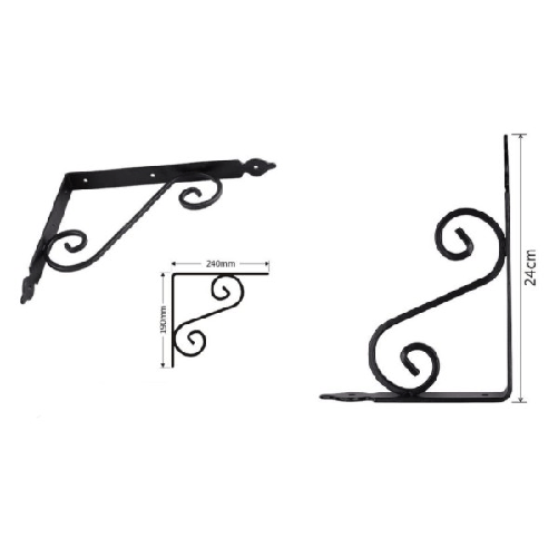 Kaela-set 2 Pz Reggimensola Supporto Staffa Angoliere Fantasia 240x190 Mm Nera 91278 -