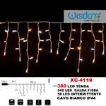 Wisdom-tenda Luminosa Natalizia 380 Led Luce Calda Fissa + Intermittente Ip44 Xc-4119 -