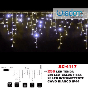 Wisdom-tenda Luminosa Natalizia 256 Led Luce Calda Fissa + Intermittente Ip44 Xc-4117 -