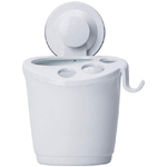 Cleafe-porta Spazzolini Dentifricio A Ventosa Bianco Contenitore Parete Bagno 59541 -