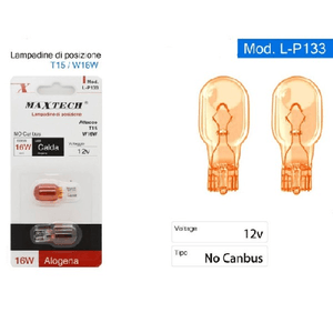 Maxtech-lampadine Di Posizione T15 W16w 12v Auto 16w Luce Calda Alogena L-p133 No Canbus -