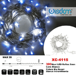 Wisdom-catena Luminosa 300 Luci Led Lucciole Blu Fisso + Bianco Intermittente Xc-4115 -