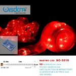 Wisdom-nastro Luminoso Rosso 50microled Batteria Luce Calda Fissa+intermittente Xc-3210 -