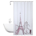 Cleafe-tenda Doccia Antimuffa Impermeabile 180x200cm Con Anelli Bagno Scritta Paris 87048 -