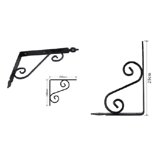 Kaela-set 2 Pz Reggimensola Supporto Staffa Angoliere Fantasia 290x240cm Nera 91279 -