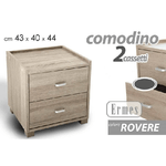 Kaela-comodino Camera Letto Moderno 2 Cassetti Legno Rovere 44x43x40cm Mobile 623462 -