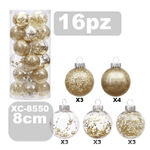 Wisdom-set 16 Palline Natalizie Decorazioni 8 Cm Addobbi Per Albero Di Natale Xc-8550 -