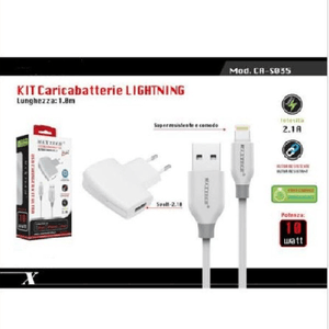 Maxtech-kit Caricabatterie + Cavo Usb Connettore Lightning 10w 2.1a 1mt Maxtech Ca-s035 -