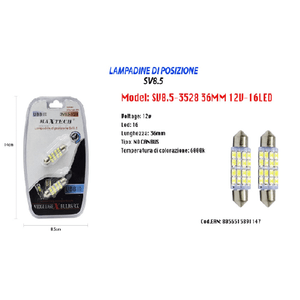 Maxtech-lampadine Di Posizione 12v 16led 36mm Maxtech Sv8.5-3528 Lampadine Ultra Luminose -