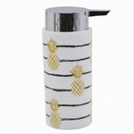 Cleafe-dispenser Porta Sapone Liquido Cilindrico Bianco Ananas In Plastica 15,6cm 69757 -