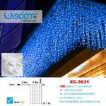 Wisdom-tenda Luminosa Natalizia 100 Led Luce Blu Fissa + Bianca Intermittente Xc-3031 -