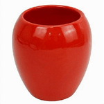 Cleafe-bicchiere Porta Spazzolini Ceramica Rosso Moderno Accessorio Arredo Bagno 79261 -