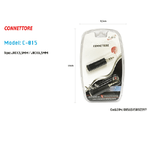 Maxtech-connettore Adattatore Stereo Jack 3.5mm Maschio - Jack 6.5mm Femmina Maxtech C-015 -