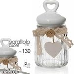 Kaela-barattolo 130ml In Vetro Tappo Cuore Bianco Bomboniera Contenitore 12cm 740893 -