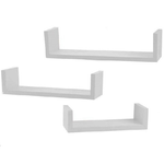 Kaela-set 3 Mensole Parete In Legno Color Bianco Moderne Design Bordi Scaffale 621710 -