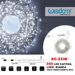 Wisdom-catena Luminosa 200 Luci Led Lucciole Luce Bianca Cavo Trasparente Ip20 Xc-3338 -