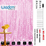 Wisdom-tenda Luminosa Natalizia 300led Luce Rosa Cavo Trasparente 8 Giochi Luce Xc-4832 -