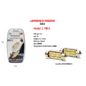 Maxtech-2 Coppie Lampadine Posizione Sv8.5 Canbus Maxtech L-p053 12v 42mm 33led 10w 6000k -