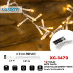 Wisdom-catena 12 Led A Batteria Cavo Trasparente Luce Calda Fissa+intermittente Xc-3470 -