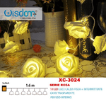 Wisdom-catena Luminosa Rose 10 Led A Batteria Luce Calda Fissa + Intermittente Xc-3024 -