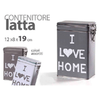 Kaela-contenitore Scatola In Latta Rettangolare Multiuso I Love Home 19x12x8cm 710469 -