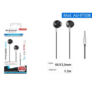 Maxtech-auricolari In-ear Cuffie Filo 1,2mt Connettore Aux 3,5mm Per Smartphone Au-9t008 -