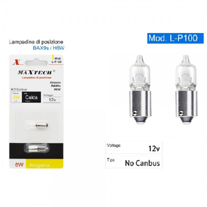 Maxtech-lampadine Di Posizione Bax9s H6w 12v 6w Auto Luce Calda Alogena No Canbus L-p100 -