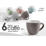 Kaela-set 6pz Tazzine Caffe' Senza Piattino Colori Assortiti Decoro Caffe 100cc 723506 -