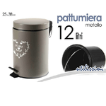 Kaela-pattumiera Portaspazzatura 25x38cm 12lt Deluxe Cuore Home Moderno Tortora 664489 -