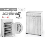 Kaela-mobile Scarpiera Armadio 2 Ante Cassetto 5 Ripiani Legno Bianco 95x63x33cm 770937 -