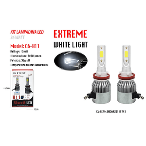 Maxtech-led Auto E Moto Lampade Fari Maxtech H11 C6 Lampadine 36w Luce Bianca 6000k -