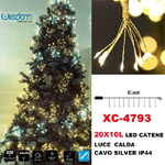 Wisdom-catena Luminosa 200led 20x10 Luci Con Ciuffi Luce Calda Cavo Silver Ip44 Xc-4793 -