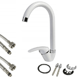 Cleafe-miscelatore Canna Alta Bianco  52942 Doppio Foro Monocomando Rubinetteria -