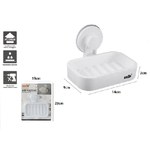 Cleafe-porta Sapone Attacco A Ventosa Parete Accessorio Bagno In Plastica Mensola 59545 -