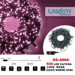 Wisdom-catena Luminosa Luci 500 Led Lucciole Luce Rosa Cavo Verde Ip44 Xc-4004 -