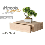 Kaela-mensola Da Parete Con Cassetto Sospeso Pensile In Legno Rovere 40x24x10cm 782510 -