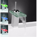 Cleafe-miscelatore Monocomando Rubinetto A Cascata Vetro A Led Rubinetteria Bagno -