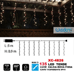 Wisdom-tenda Luminosa Natalizia 135led Luce Calda + Rosa Fissa Cavo Trasparente Xc-4826 -