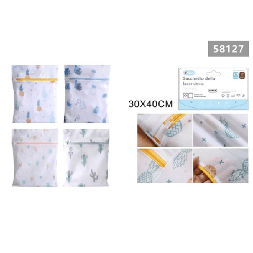 Kaela-set 2pz Sacchetto Lavaggio Rete Con Cerniera Biancheria 30x40cm A Fantasia 58127 -