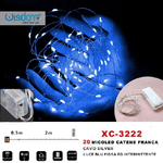 Wisdom-catena 20 Microled A Batteria Cavo Silver Luce Blu Fissa + Intermittente Xc-3222 -