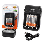 Linq-carica Batterie Pile Stilo Ministilo Aa Aaa Zn422-a7 + 4 Pile Ministilo 2300mah -